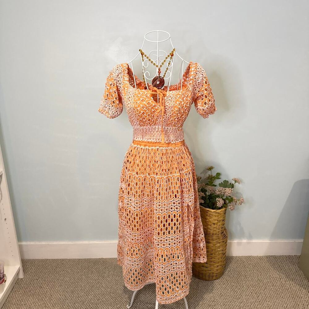 Stunning orange and white milkmaid maxi sun dress